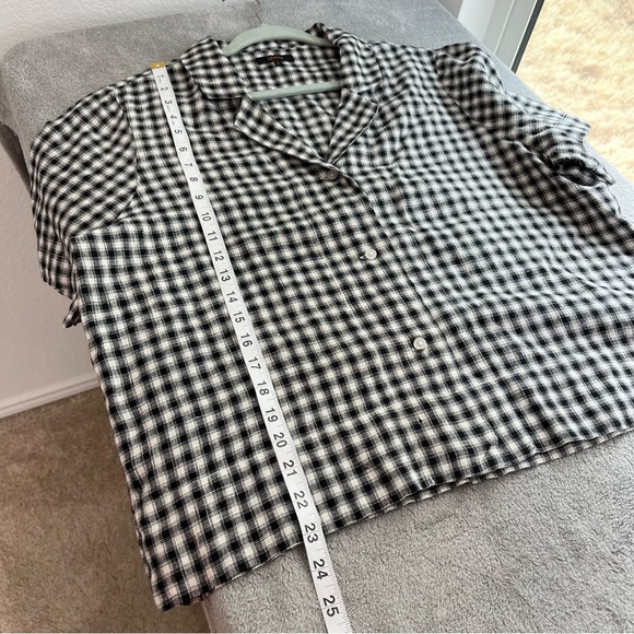 QUINCE 100% European Linen Short Sleeve Shirt Classic Mini Gingham size Large - Picture 9 of 9